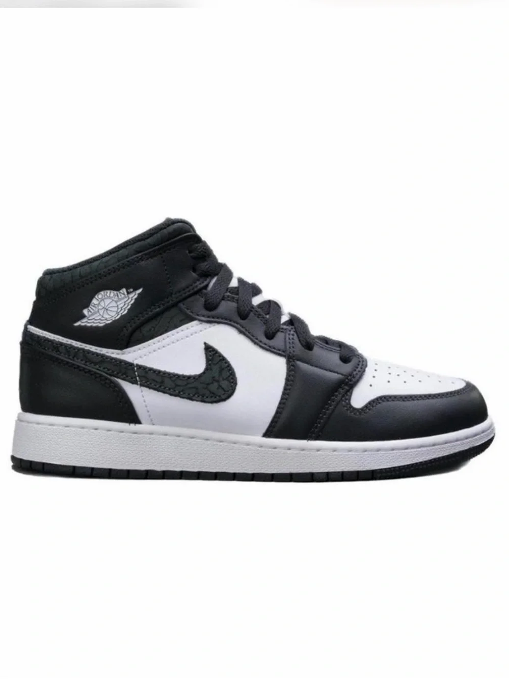 Big Kid's Nike Jordan 1 Mid SE Panda Elephant in Black and White